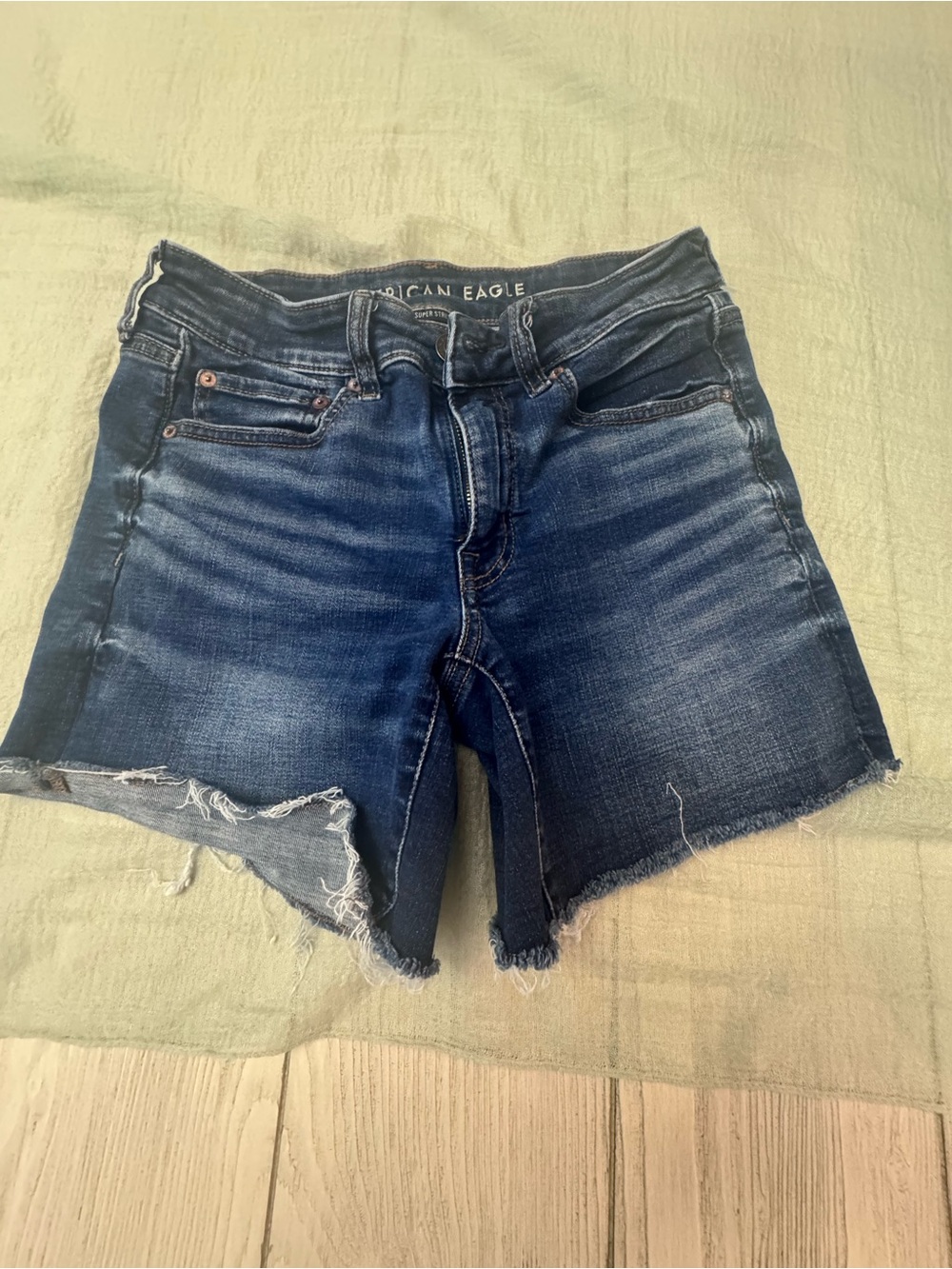 American Eagle Outfitters Washed Indigo Denim Cutoff Shorts - Blue